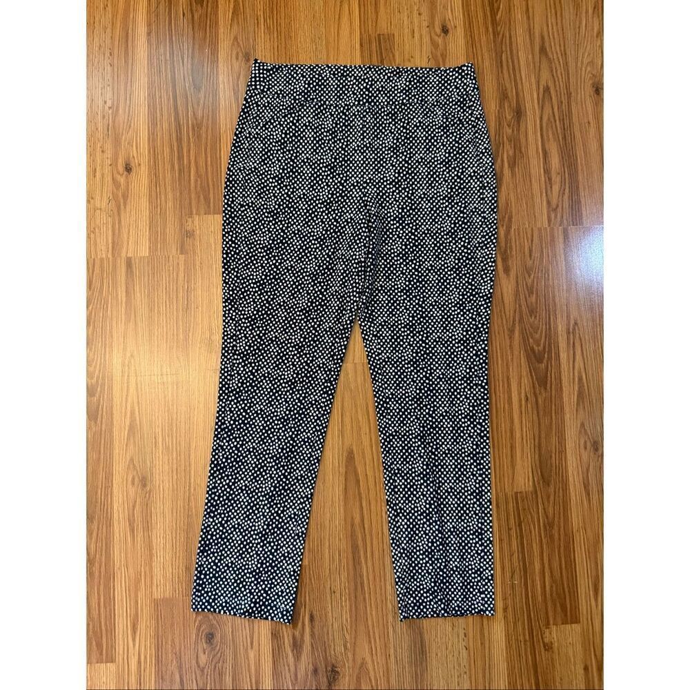 Chico's Travelers Women's Polka Dot Soft Cropped Pants Navy White Size 1R/Small
